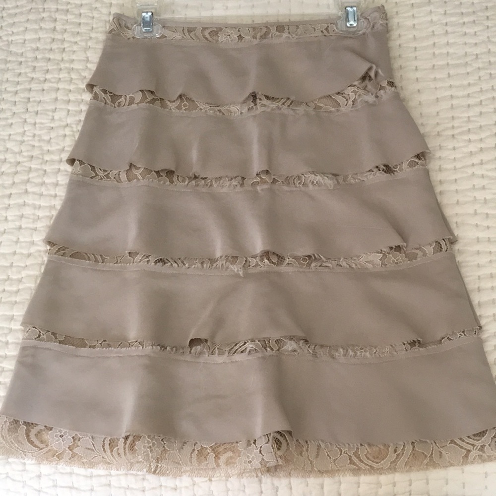 ANTHROPOLOGIE/ RUTH Silk & Lace  Skirt- 4